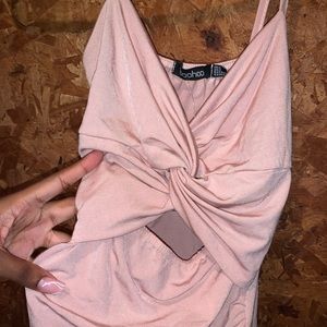 Nude Rouche Knot Fronted Body-con Dress 🪷